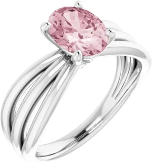 Platinum Morganite Solitaire Fashion Ring Fine Jewelry For Women Gifts For Her, Size 7