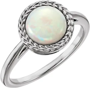 Platinum Opal Cabochon Fashion Ring Fine Jewelry For Women Gifts For Her, Size 7
