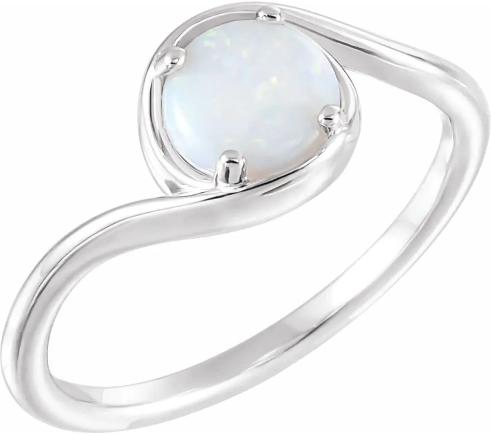 Platinum Opal Freeform Bypass Solitaire Fashion Ring Fine Jewelry For Women Gifts For Her, Size 7