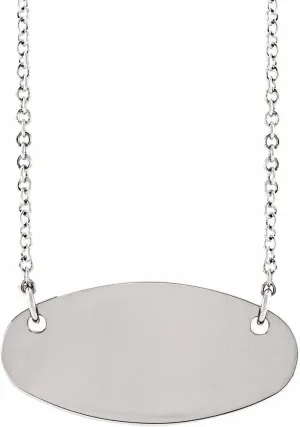 Platinum Oval Shape Bar Necklace Fine Jewelry for Women Gifts for Her (20x1mm), 16"
