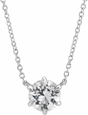 Platinum Round Shape Sapphire Solitaire Necklace Fine Jewelry for Women Gifts for Her (7.45mm), 18"