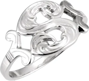 Platinum Script Initial B Metal Fashion Ring Fine Jewelry For Women Gifts For Her, Size 6