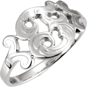 Platinum Script Initial F Metal Fashion Ring Fine Jewelry For Women Gifts For Her, Size 6