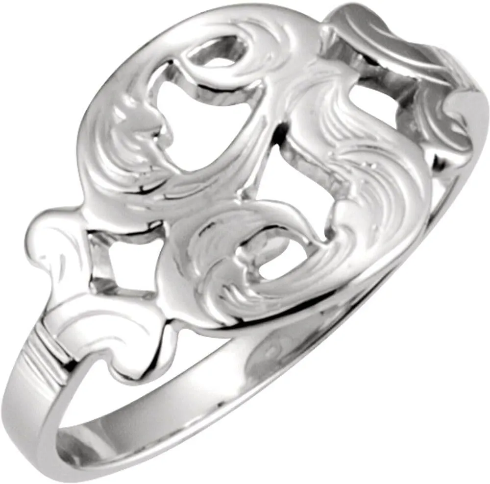 Platinum Script Initial G Metal Fashion Ring Fine Jewelry For Women Gifts For Her, Size 6