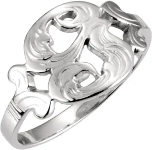Platinum Script Initial G Metal Fashion Ring Fine Jewelry For Women Gifts For Her, Size 6