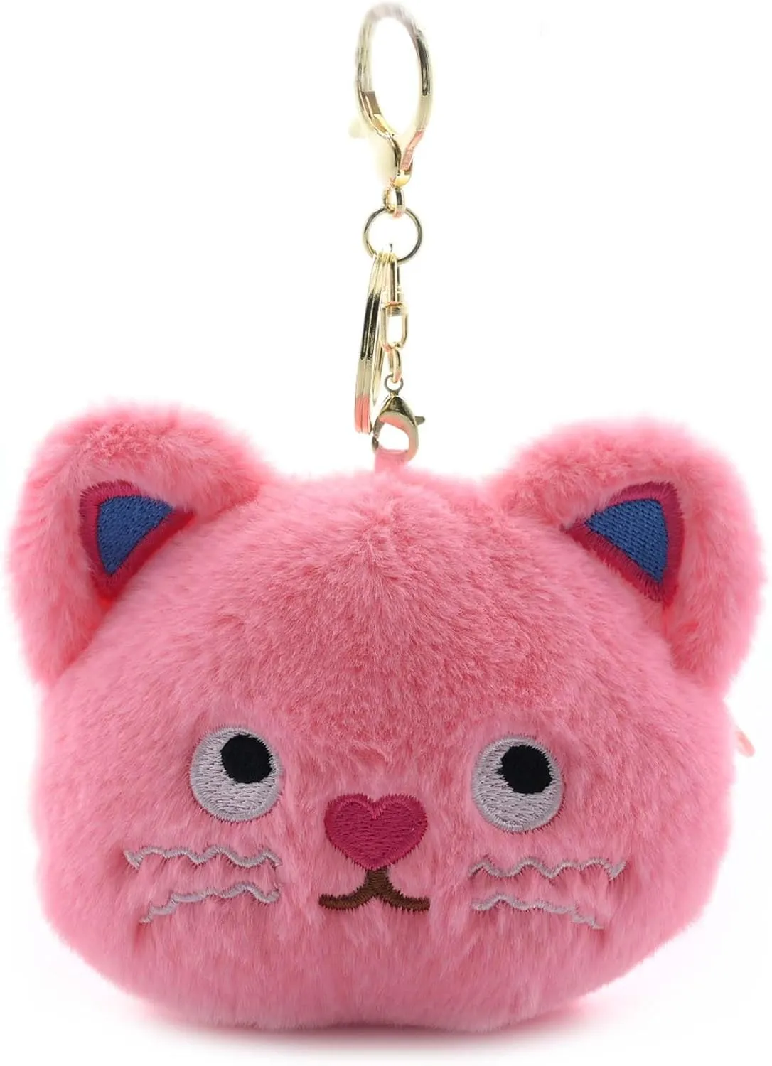 Plush Cat Keychain Coin Purses Pouch Stuffed Animals Key Chains Ornaments Pendants (Pink)