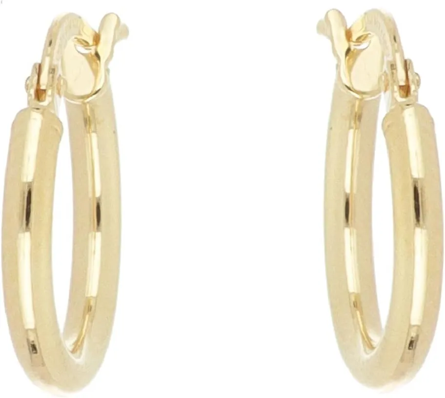 Polished Round Earrings in 18kt Yellow Gold and 925 Sterling Silver 2begold (Yellow Gold, 10mm)