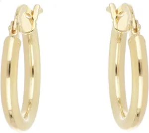 Polished Round Earrings in 18kt Yellow Gold and 925 Sterling Silver 2begold (Yellow Gold, 10mm)