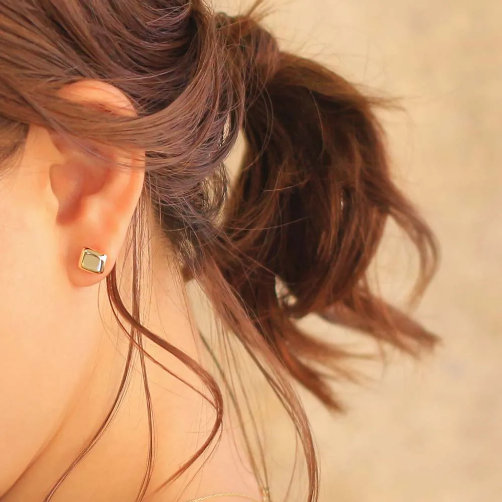 Polished Square Titanium Earrings