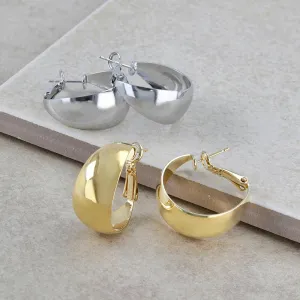 Polished Wide Hoop SS Earrings