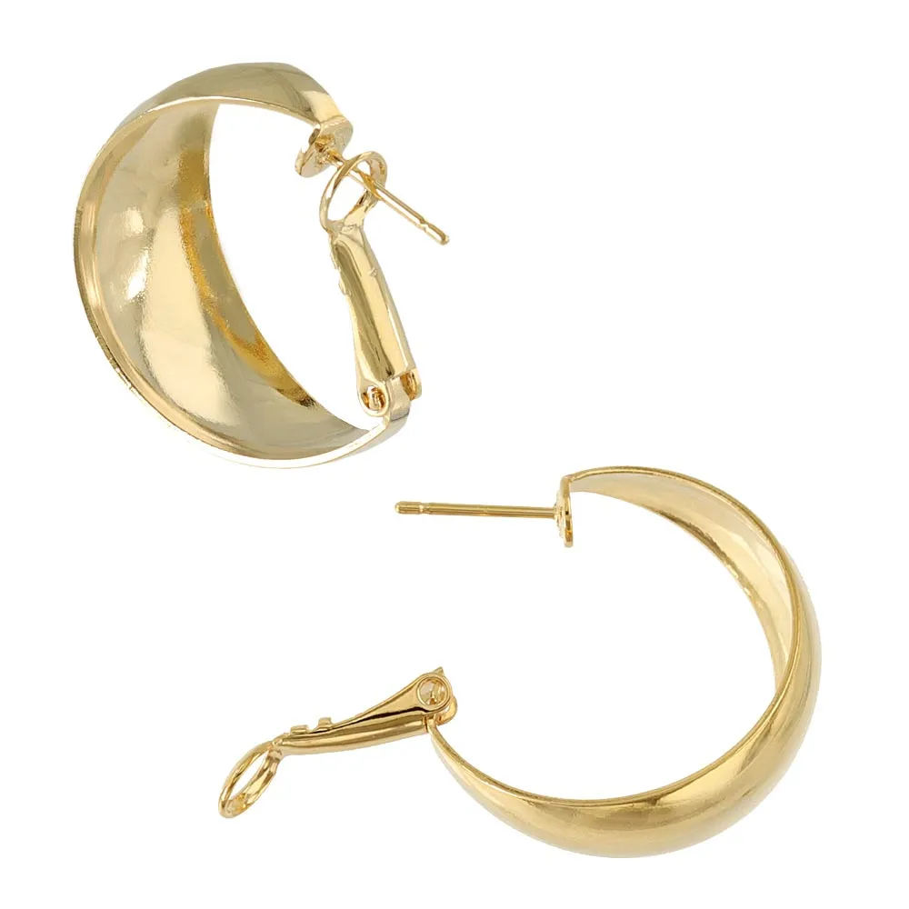 Polished Wide Hoop SS Earrings