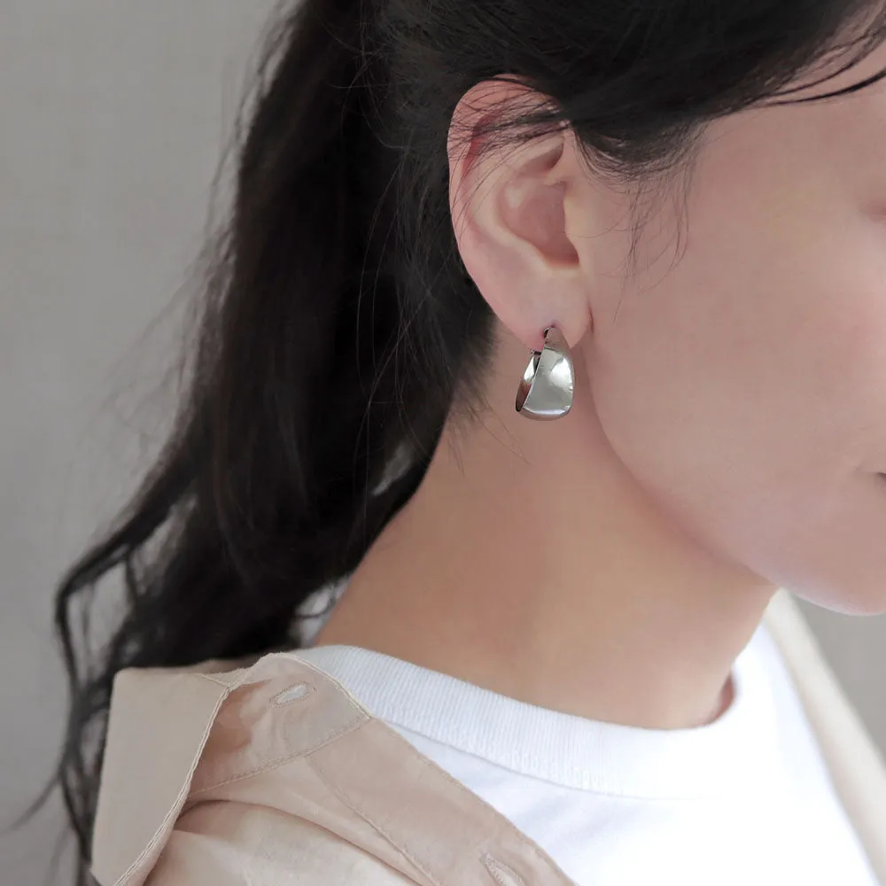 Polished Wide Hoop SS Earrings