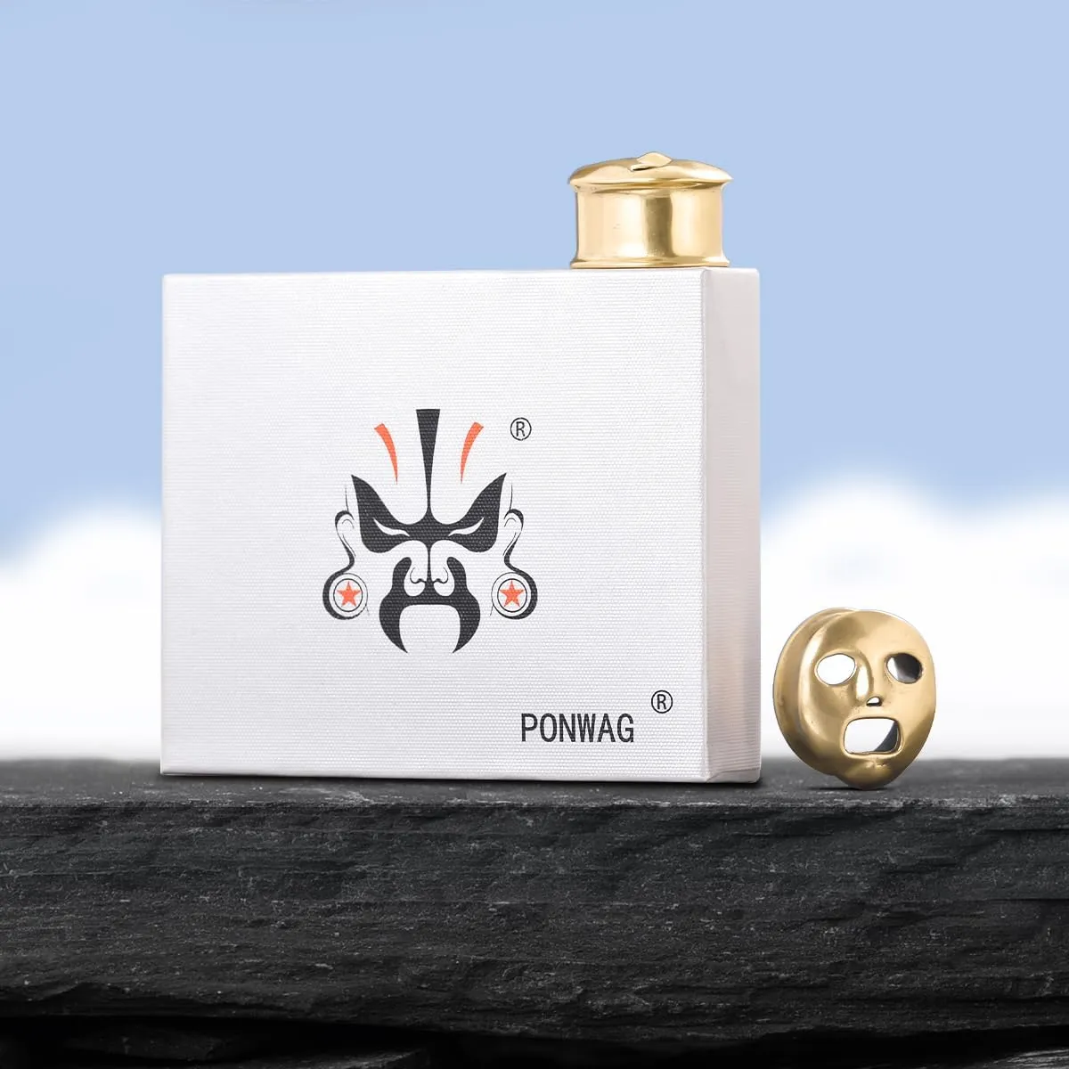PONWAG 2PCS Brass Double Flared Plug Gauge for Face Mask - Cool Tunnels, Punk Unique Stretcher Expander - Ear Body Piercing Jewelry for Women and Men