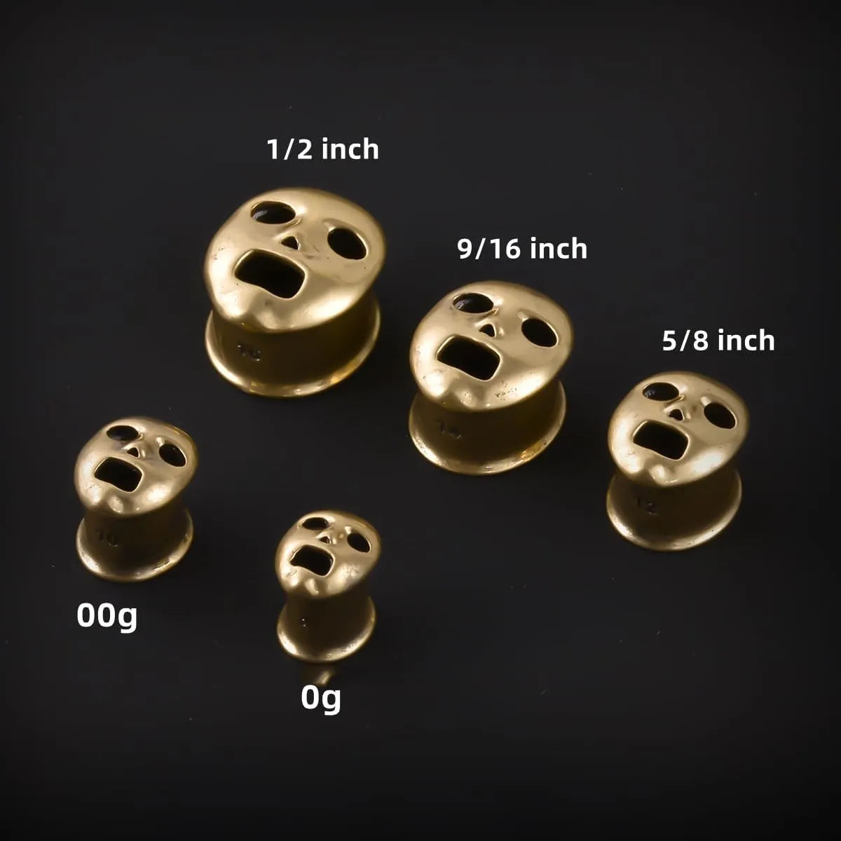 PONWAG 2PCS Brass Double Flared Plug Gauge for Face Mask - Cool Tunnels, Punk Unique Stretcher Expander - Ear Body Piercing Jewelry for Women and Men