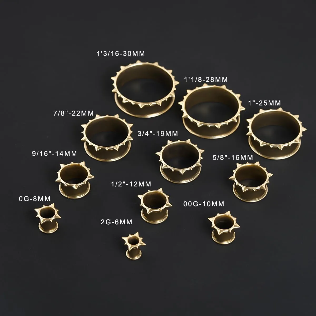 PONWAG 2PCS Brass Double Flared Plug Gauge for Face Mask - Cool Tunnels, Punk Unique Stretcher Expander - Ear Body Piercing Jewelry for Women and Men