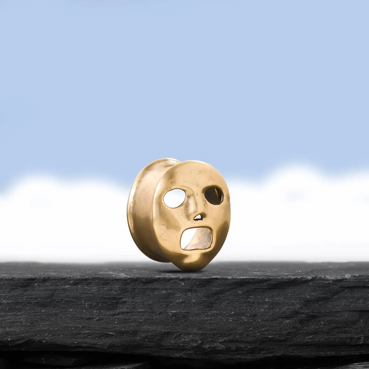 PONWAG 2PCS Brass Double Flared Plug Gauge for Face Mask - Cool Tunnels, Punk Unique Stretcher Expander - Ear Body Piercing Jewelry for Women and Men