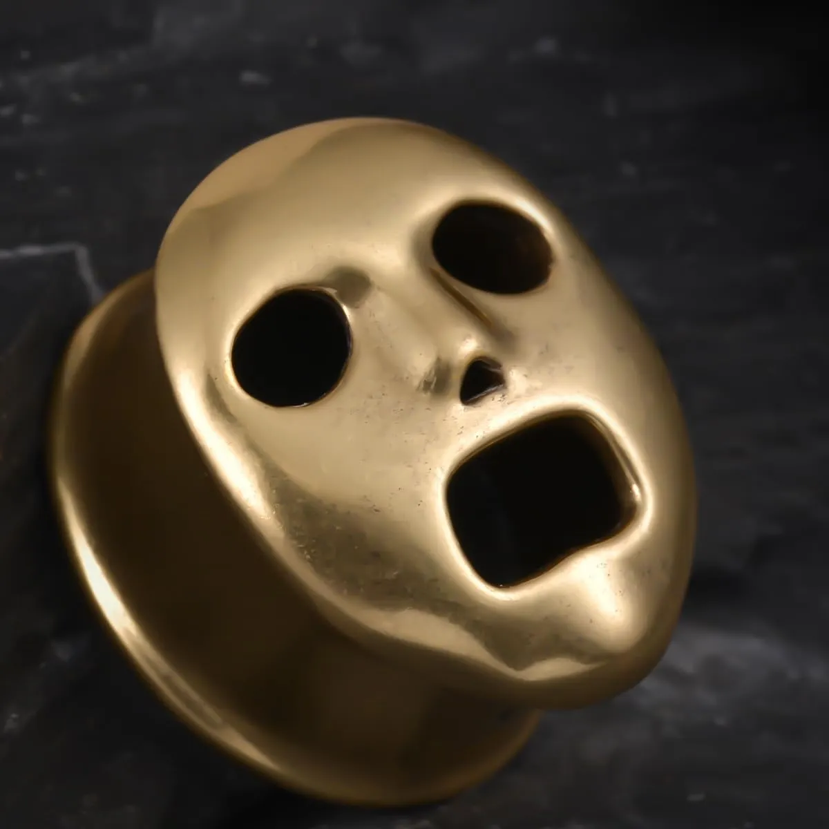 PONWAG 2PCS Brass Double Flared Plug Gauge for Face Mask - Cool Tunnels, Punk Unique Stretcher Expander - Ear Body Piercing Jewelry for Women and Men
