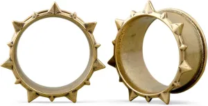 PONWAG 2PCS Brass Double Flared Plug Gauge for Face Mask - Cool Tunnels, Punk Unique Stretcher Expander - Ear Body Piercing Jewelry for Women and Men