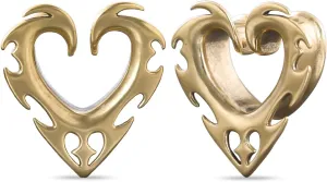 PONWAG 2PCS Brass Double Flared Plug Gauge for Face Mask - Cool Tunnels, Punk Unique Stretcher Expander - Ear Body Piercing Jewelry for Women and Men
