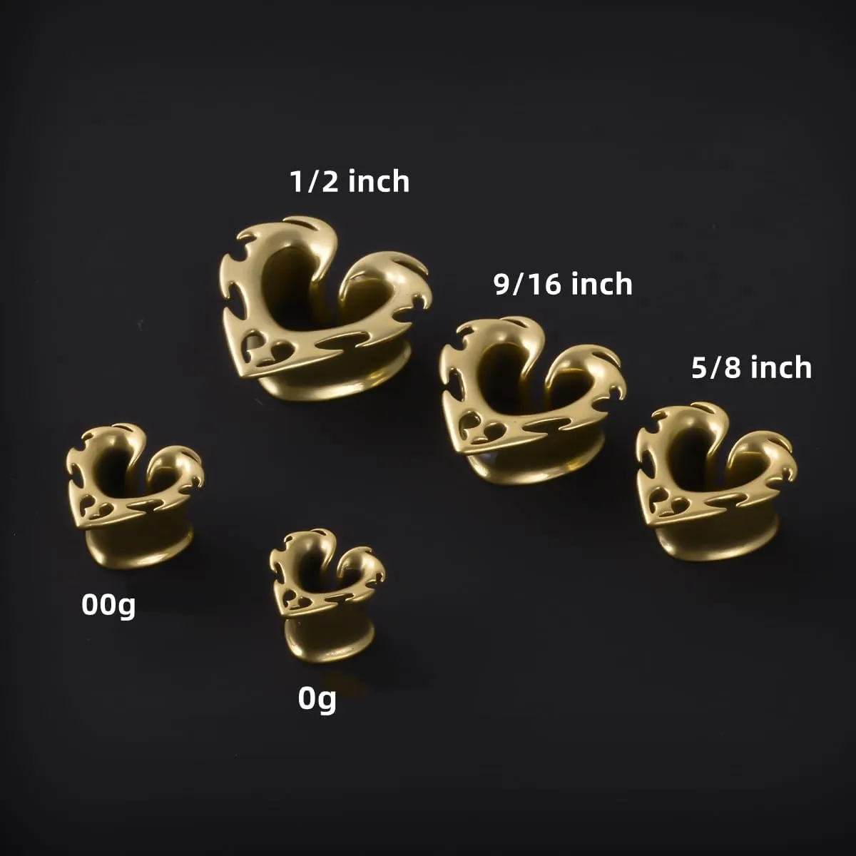 PONWAG 2PCS Brass Double Flared Plug Gauge for Face Mask - Cool Tunnels, Punk Unique Stretcher Expander - Ear Body Piercing Jewelry for Women and Men