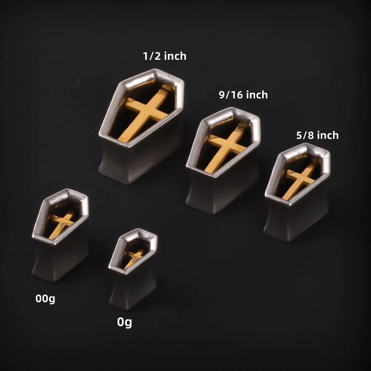 PONWAG 2PCS Brass Double Flared Plug Gauge for Face Mask - Cool Tunnels, Punk Unique Stretcher Expander - Ear Body Piercing Jewelry for Women and Men