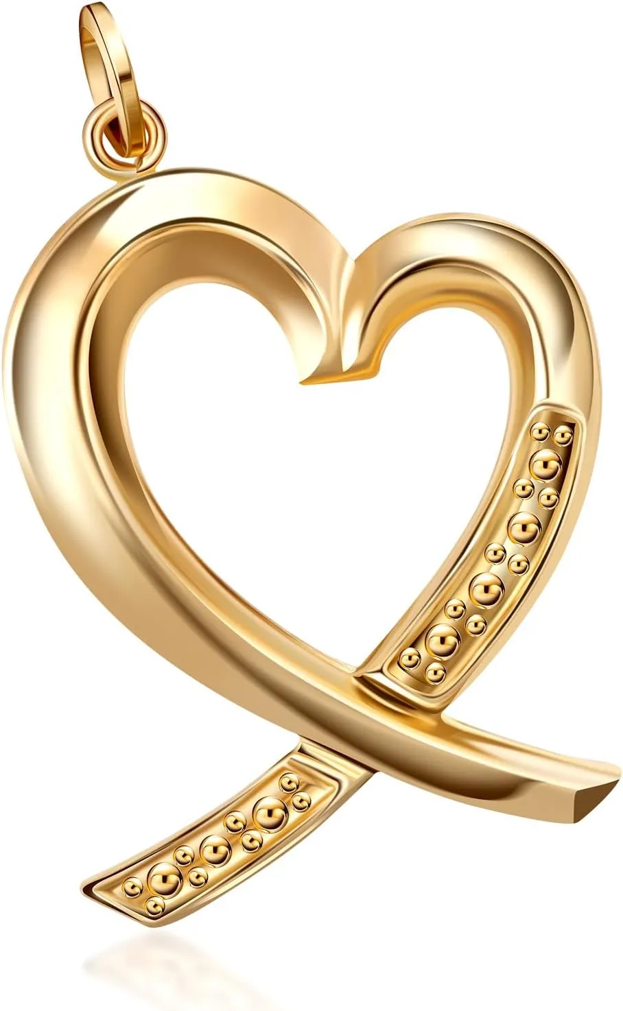 PORI JEWELERS 14K Solid Yellow Gold Heart Charm Pendants- Multiple Styles Available
