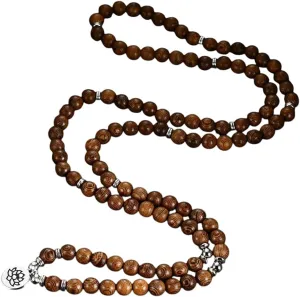 Prayer Beads Bracelet 108 Tibetan Buddhist Rosary Charm Mala Meditation Flower of Life Lucky Wenge Wooden Bracelet for Women Men