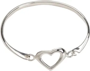 Precious Pieces Children's Sterling Silver Open and Adjustable Heart Bangle Bracelet for Girls