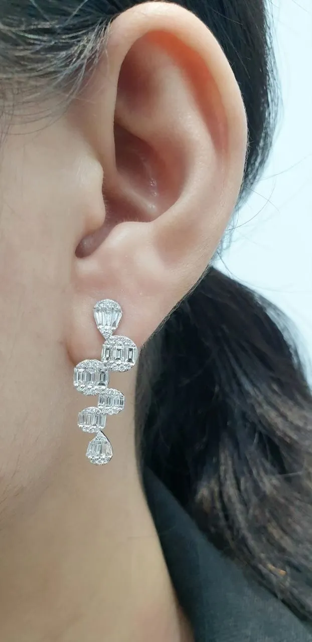 PREORDER | Drop Deco Diamond Earrings 14kt