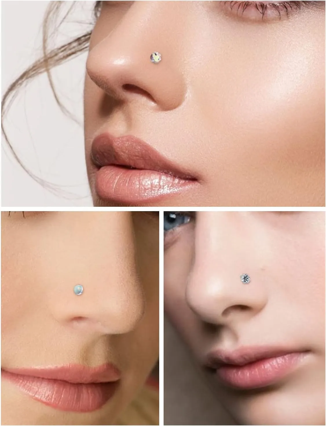 Prjndjw 44pcs 18G 20G Nose Rings Studs Nose Rings for Women Nose Piercings Jewelry Surgical Stainless Steel Straight Nose Studs Moon Star Heart Butterfly Hypoallergenic for Men