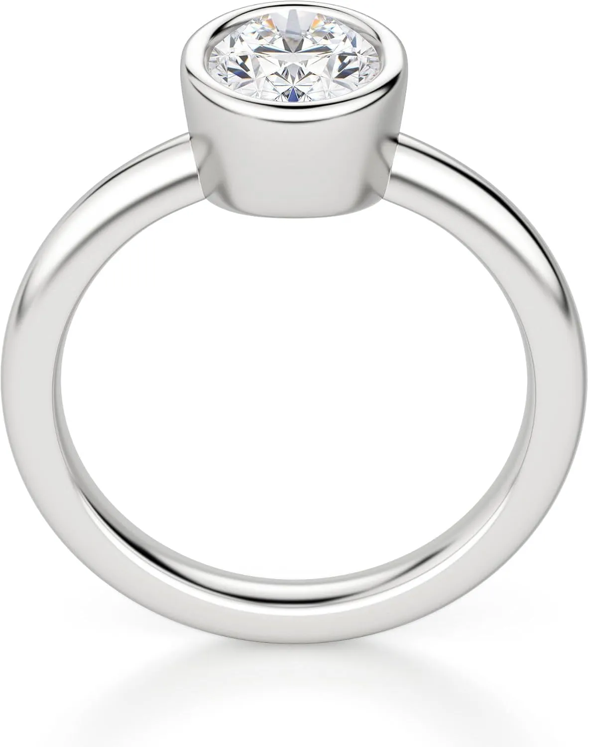 Promise Wedding Ring for Women - Solitaire Anniversary Rings for Wife - Oval Cut Moissanite Jewelry - Platinum Plated Sterling Silver Ring - Anniversary, Birthday Gift for Her