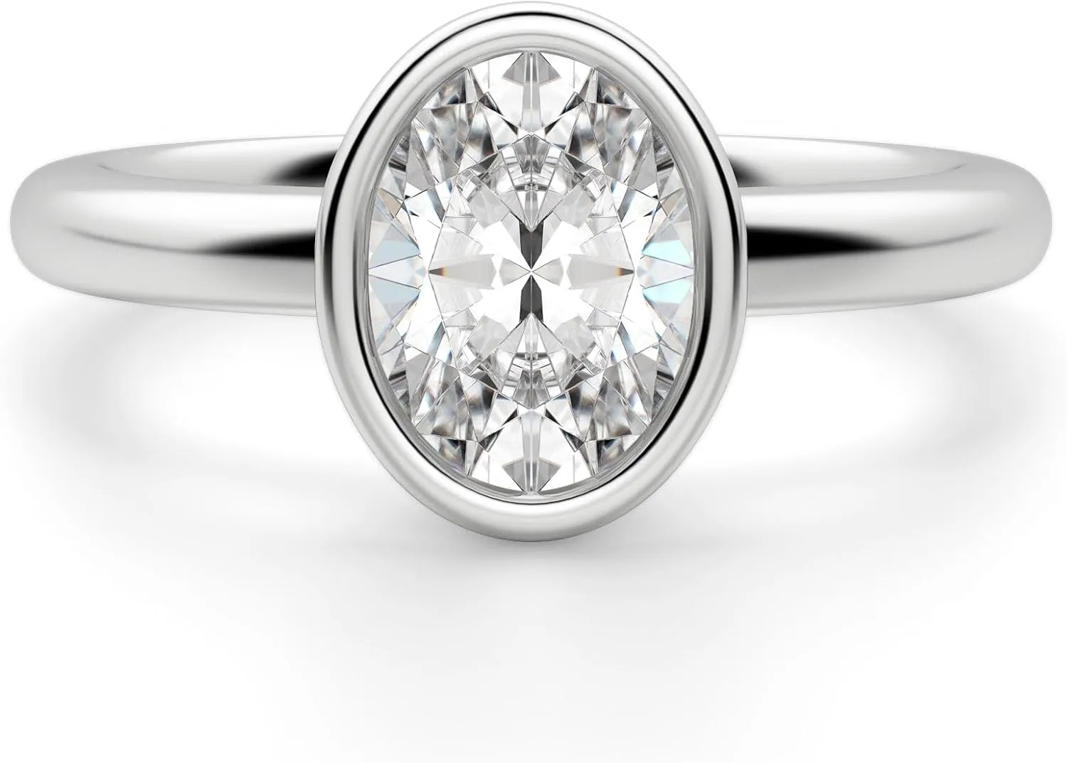 Promise Wedding Ring for Women - Solitaire Anniversary Rings for Wife - Oval Cut Moissanite Jewelry - Platinum Plated Sterling Silver Ring - Anniversary, Birthday Gift for Her