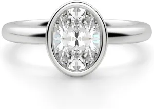 Promise Wedding Ring for Women - Solitaire Anniversary Rings for Wife - Oval Cut Moissanite Jewelry - Platinum Plated Sterling Silver Ring - Anniversary, Birthday Gift for Her