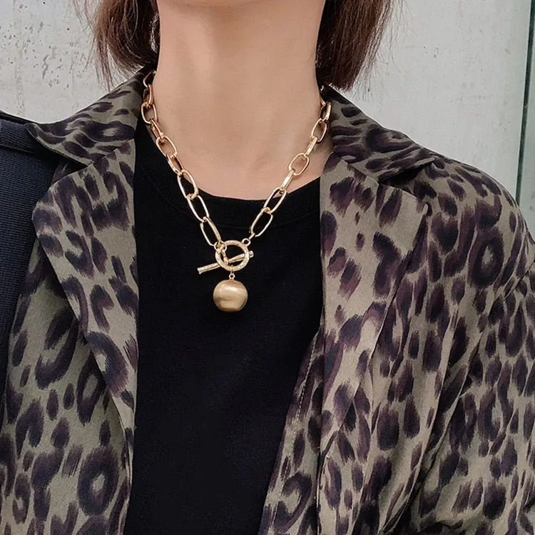 Punk Metal Ball Chain Necklace