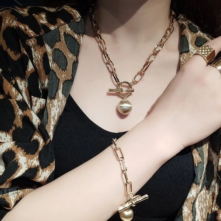 Punk Metal Ball Chain Necklace