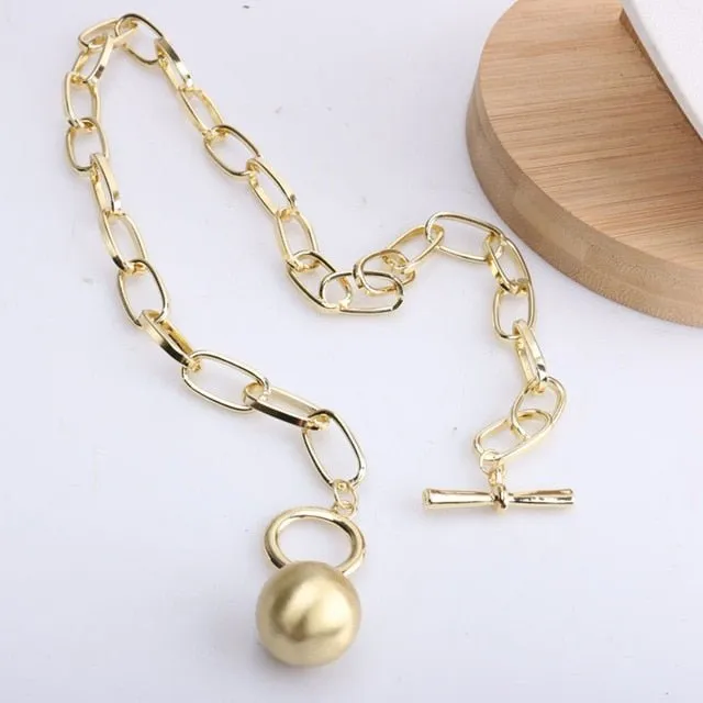 Punk Metal Ball Chain Necklace