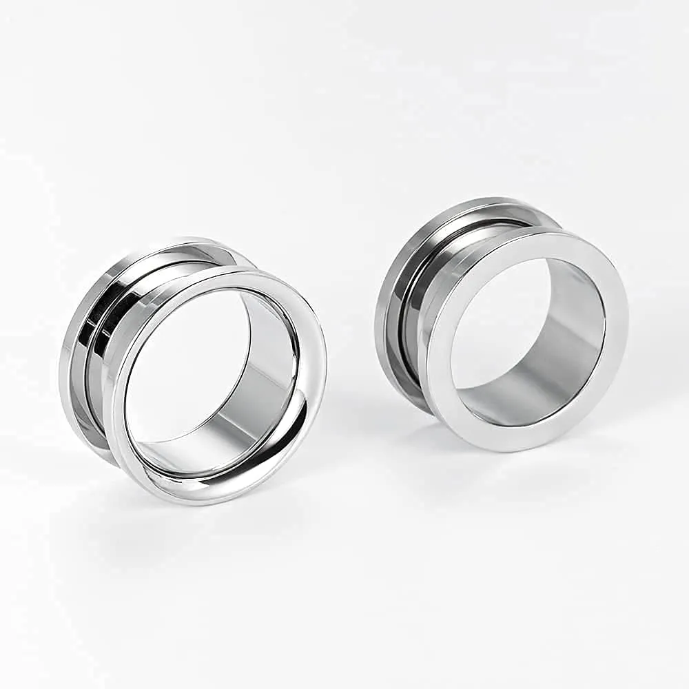 PUNKYOUTH 14PCS Ear Gauges Tunnels Plugs Stainless Steel Screw Fit Stretcher Expander Body Piercing Jewelry Set 6mm-25mm