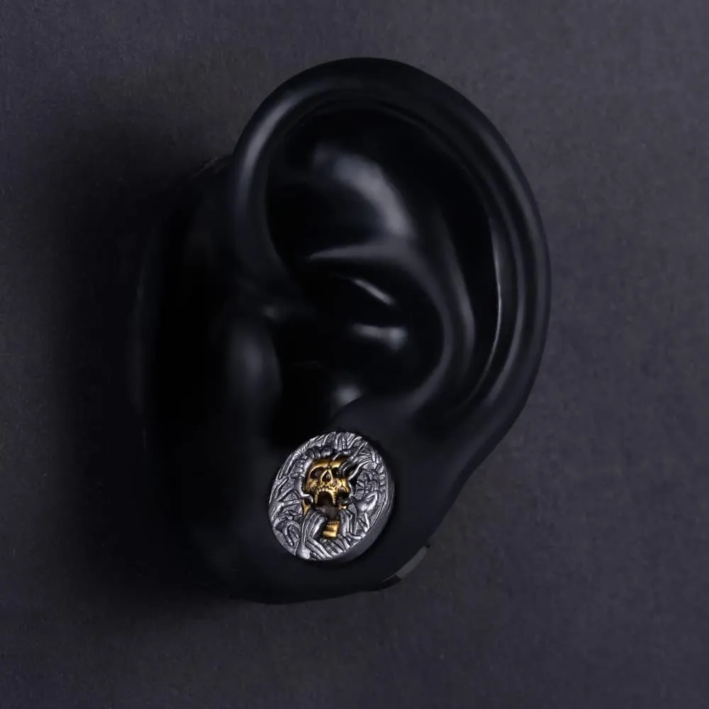 PUNKYOUTH 2PCS Cool Ear Gauges Gothic Skull Flesh Tunnels Screw Fit Plugs For Stretched Ears Expander Hanger Piercing Jewelry 0g to 1 inch