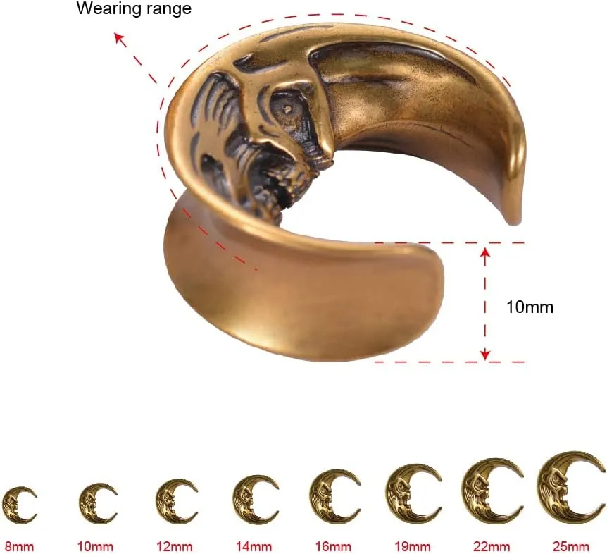 PUNKYOUTH 2PCS Moon Ear Gauges Ear Plugs and Tunnels Gauge for Ears Expander Piercing Gauge 10mm-25mm(00g-1")