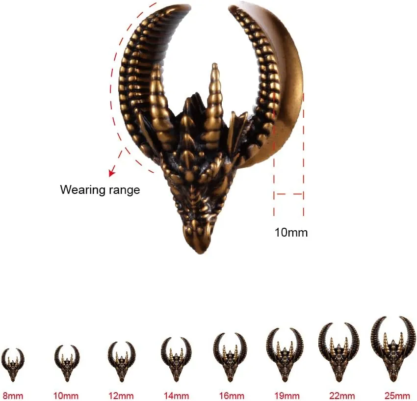 PUNKYOUTH 2PCS Punk Skull Ear Tunnels Brass Vintage Double Flared Plugs Cool Gothic Goat Head Ear Gauges Stretcher Piercings Gauge 0g to 1 inch