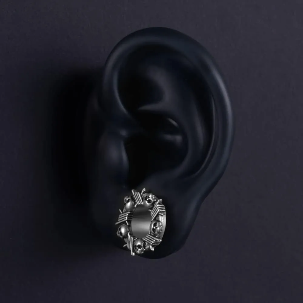 PUNKYOUTH 2PCS Surgical Steel Screw Fit Flesh Tunnels Skeleton Gothic Ear Expander Stretching Plugs Gauge 0G-1"(8mm-25mm)