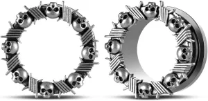 PUNKYOUTH 2PCS Surgical Steel Screw Fit Flesh Tunnels Skeleton Gothic Ear Expander Stretching Plugs Gauge 0G-1"(8mm-25mm)