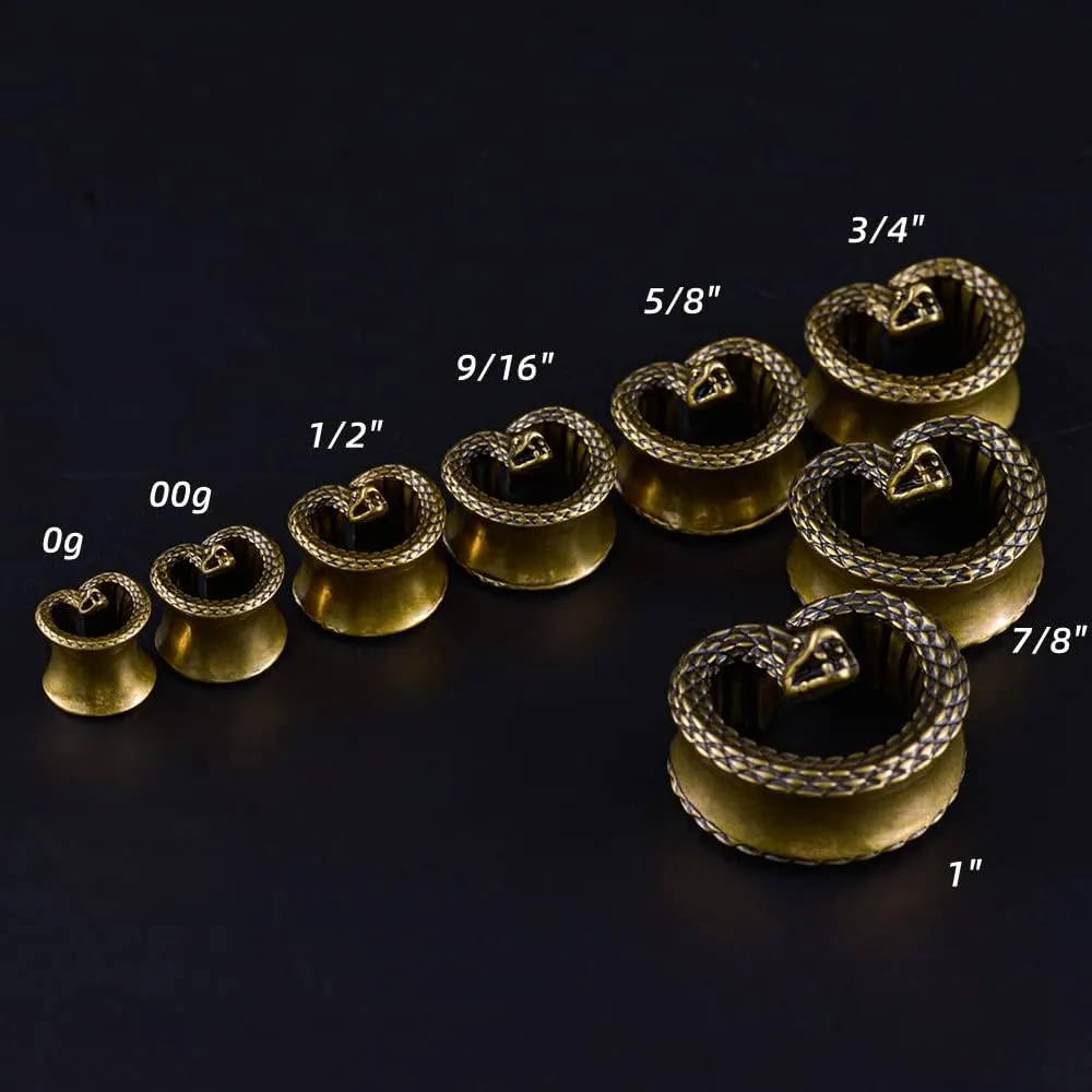 PUNKYOUTH Pair of Snake Ear Plugs Retro Cool Saddle Tunnels Gothic Ear Gauges Expander Stretcher Piercings Gauge 0g to 1 inch