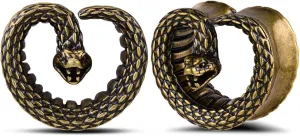 PUNKYOUTH Pair of Snake Ear Plugs Retro Cool Saddle Tunnels Gothic Ear Gauges Expander Stretcher Piercings Gauge 0g to 1 inch
