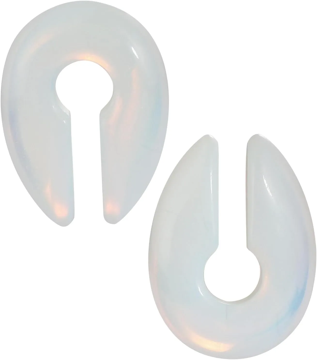 Qmcandy 2pcs Natural Stone Ear Weights Opalite Agate Tiger's Eye Quartz Keyhole Ear Hanger Plugs Piercing Jewelry