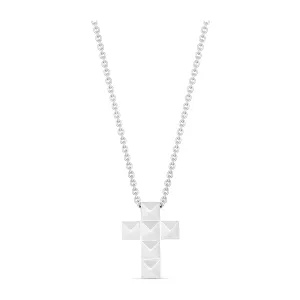 R.08® Medium Solid Gold Cross Necklace | White Gold