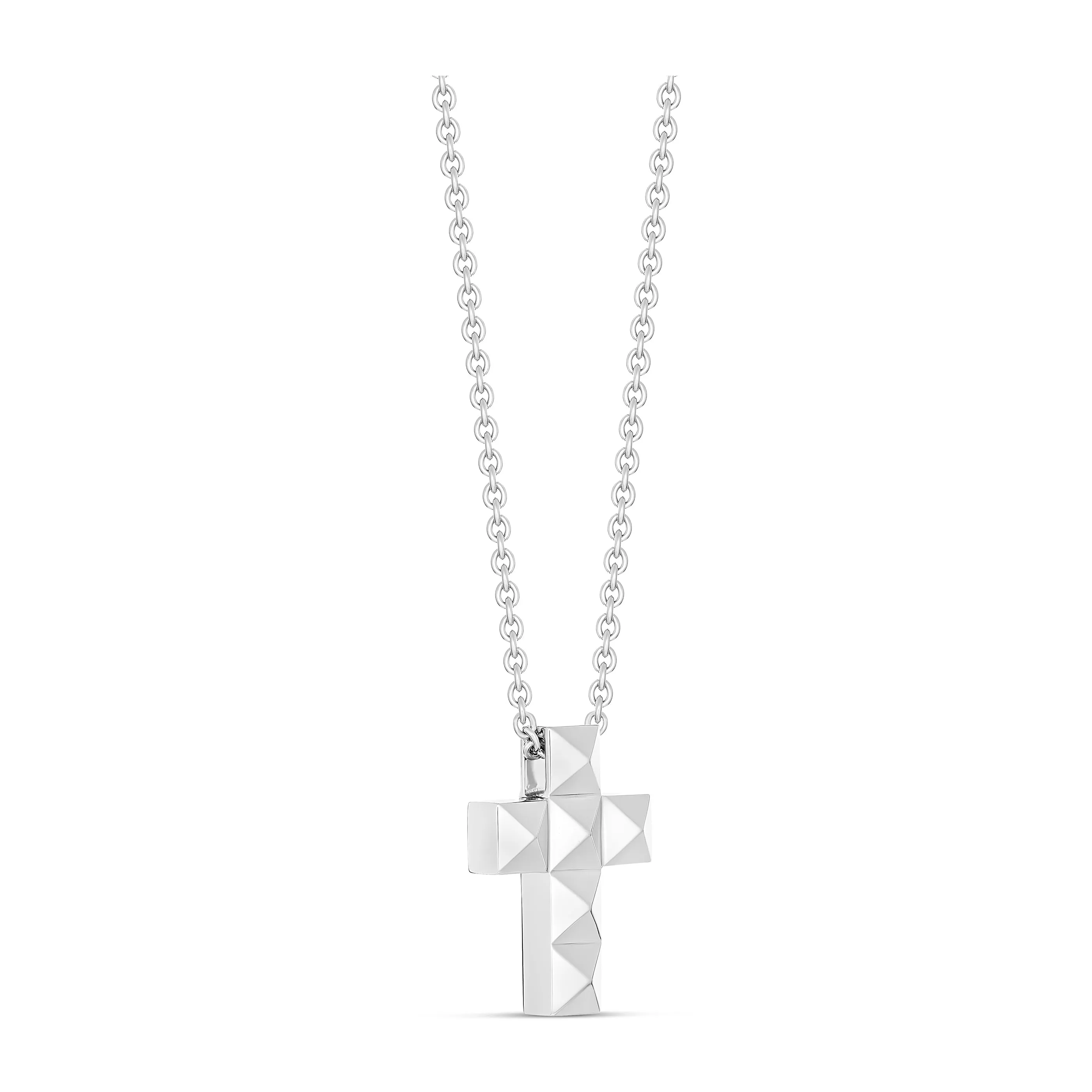 R.08® Medium Solid Gold Cross Necklace | White Gold