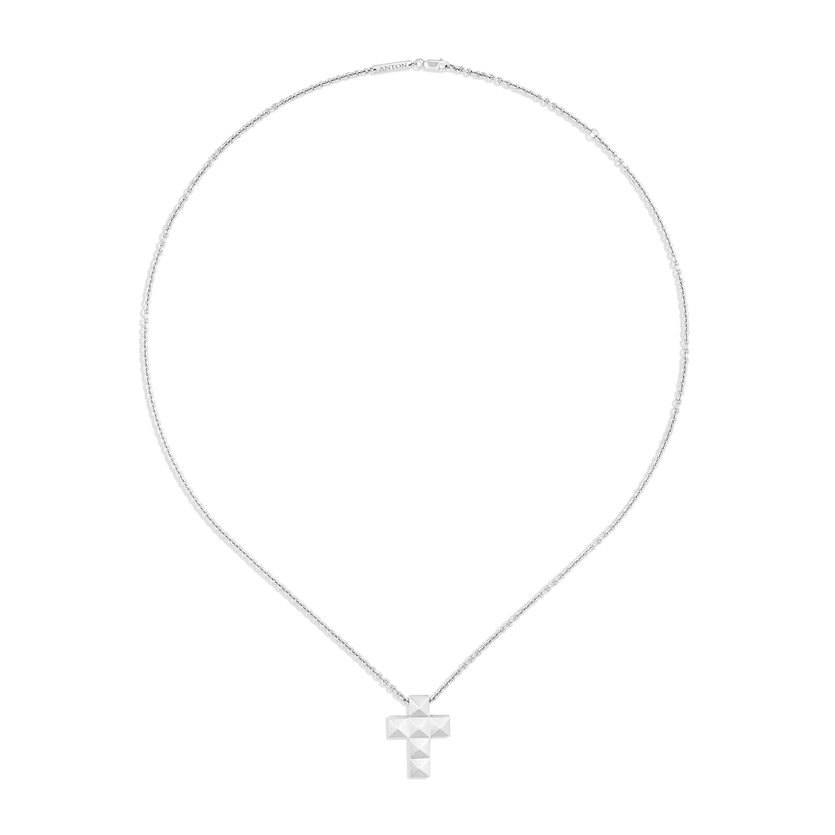 R.08® Medium Solid Gold Cross Necklace | White Gold