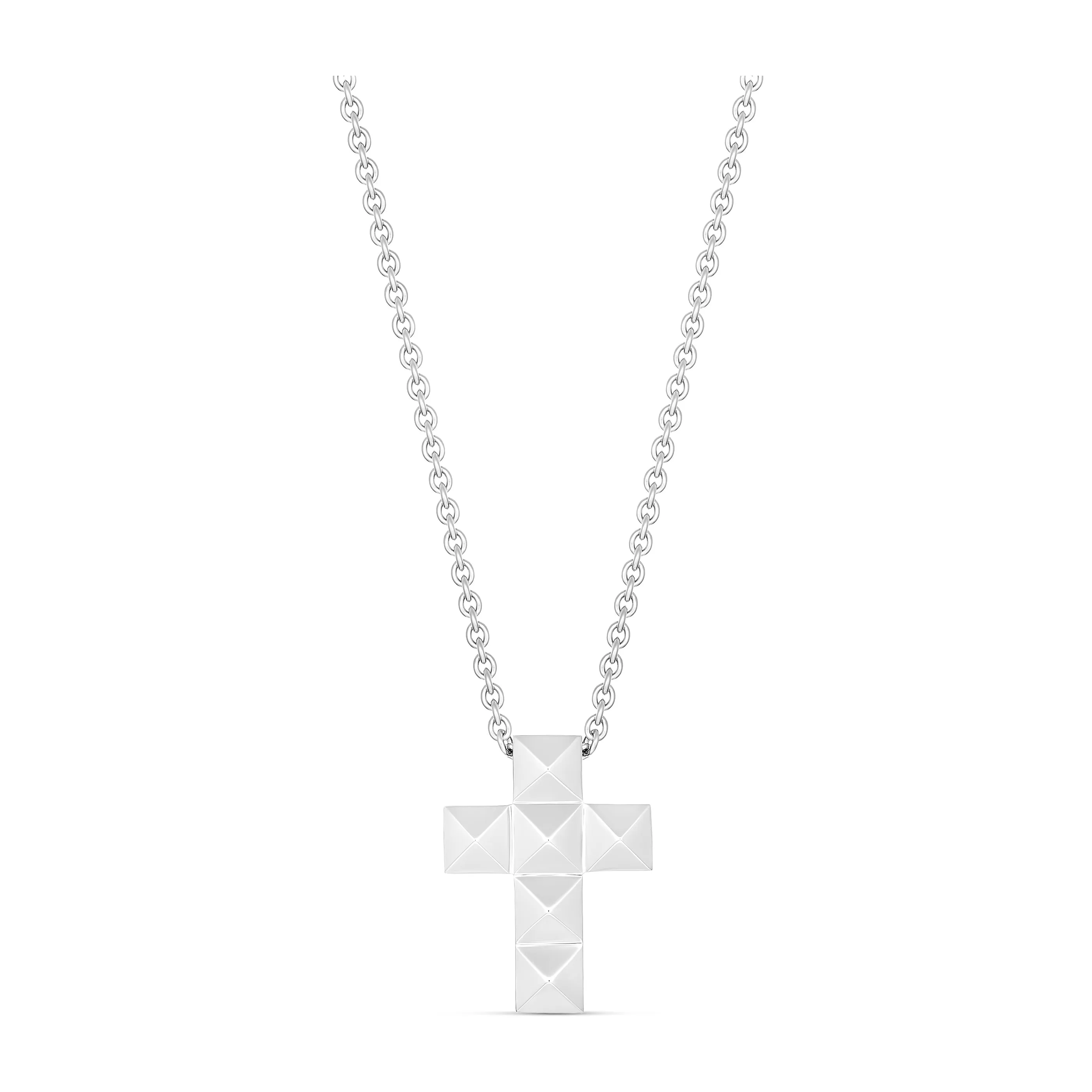 R.08® Medium Solid Gold Cross Necklace | White Gold