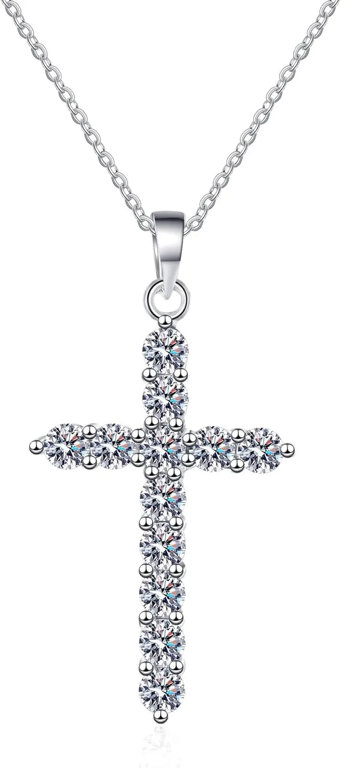 Radiant 3.6 Carat, VVS1 D Color Diamond Cross Necklace, Encased in Luxurious 950 Platinum - Captivating Brilliance and Sophistication Beyond Compare